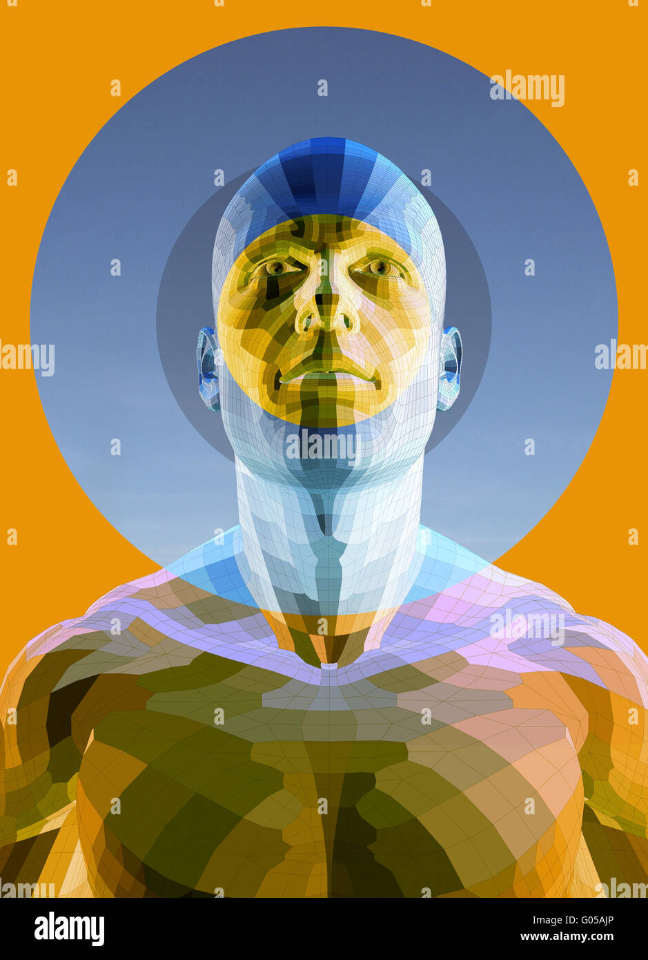 Binary man with muscular body Stock Photo