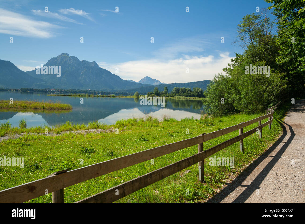 Lake Forggensee near the town Rieden in Bavaria - Germany Stock Photo ...