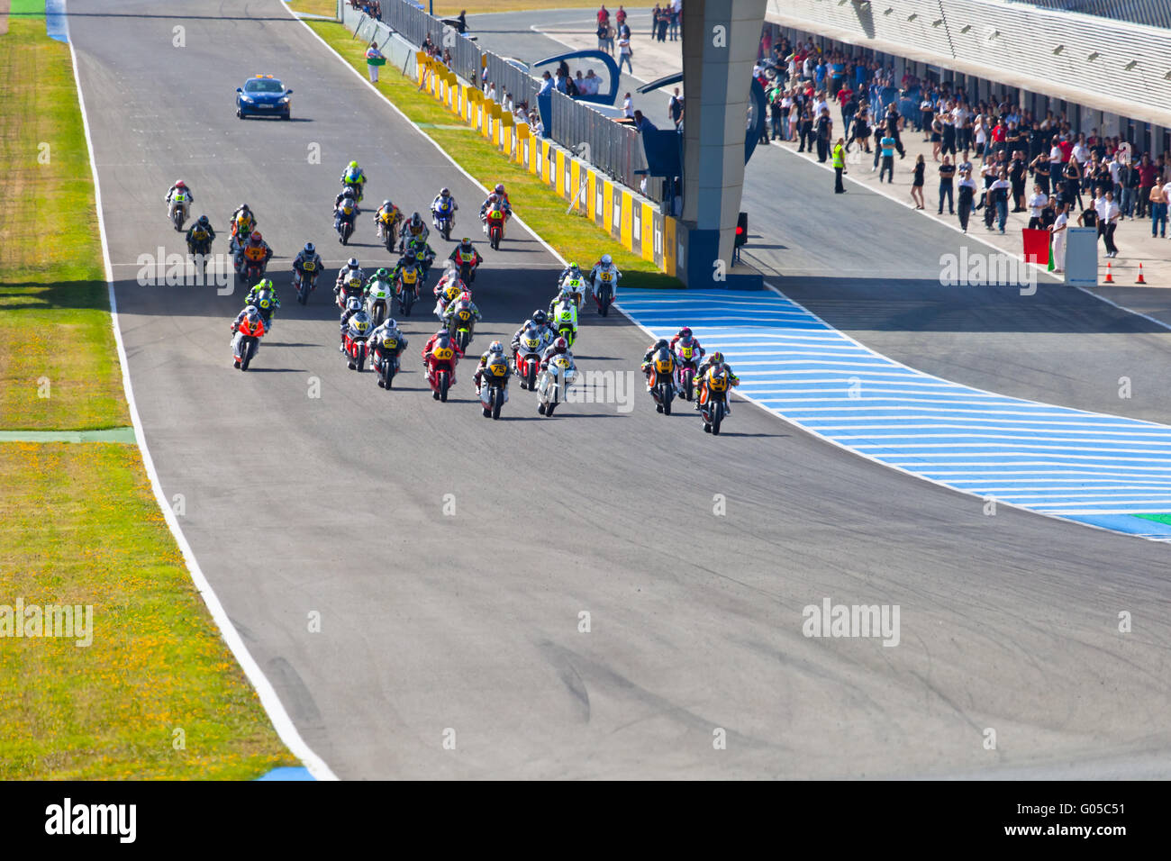 Begin of the race of Moto2 of the CEV Championship Stock Photo