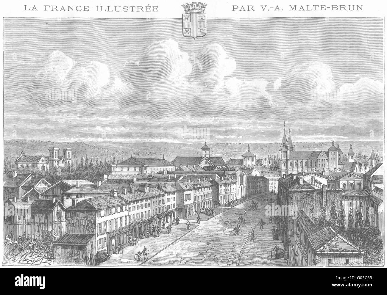 MARNE: Chalons-Sur , antique print 1882 Stock Photo