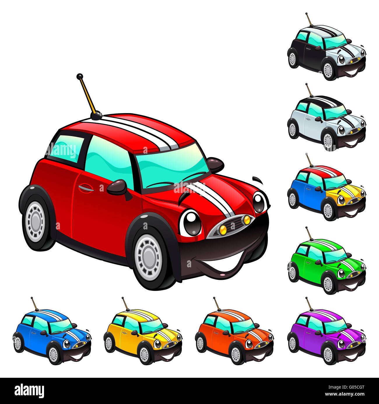 Funny cars in different colors Stock Photo Alamy
