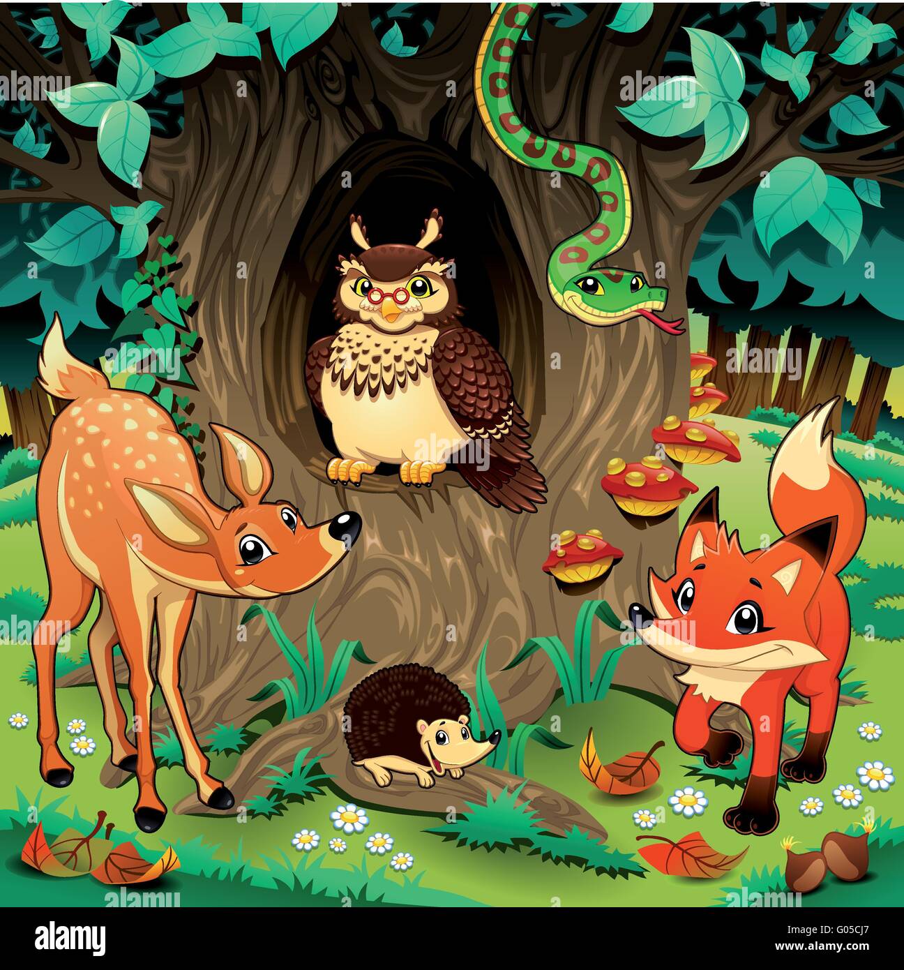 Animals in the wood Stock Photo Alamy