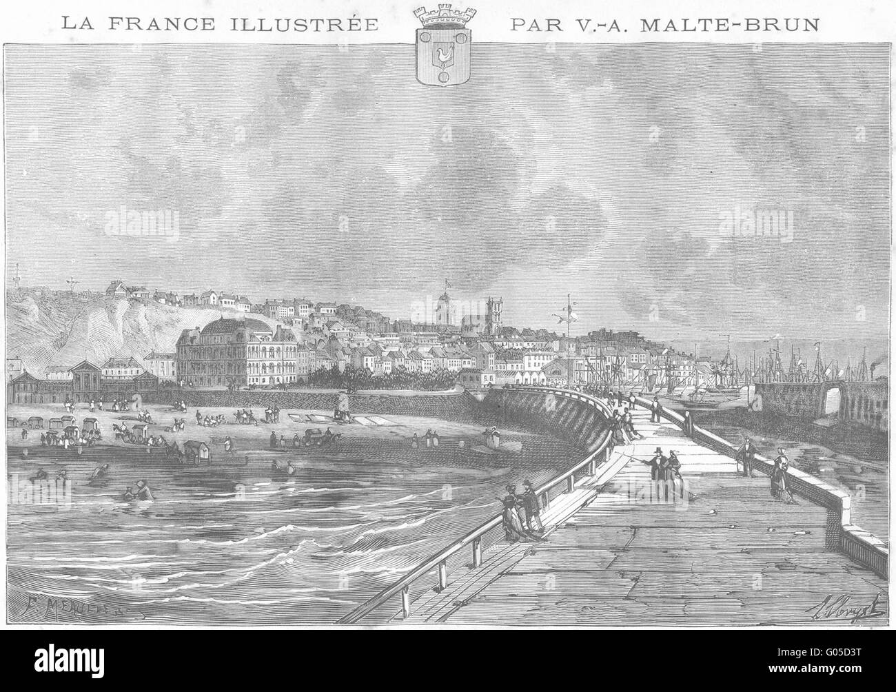 PAS-DE-CALAIS: Boulogne, antique print 1882 Stock Photo