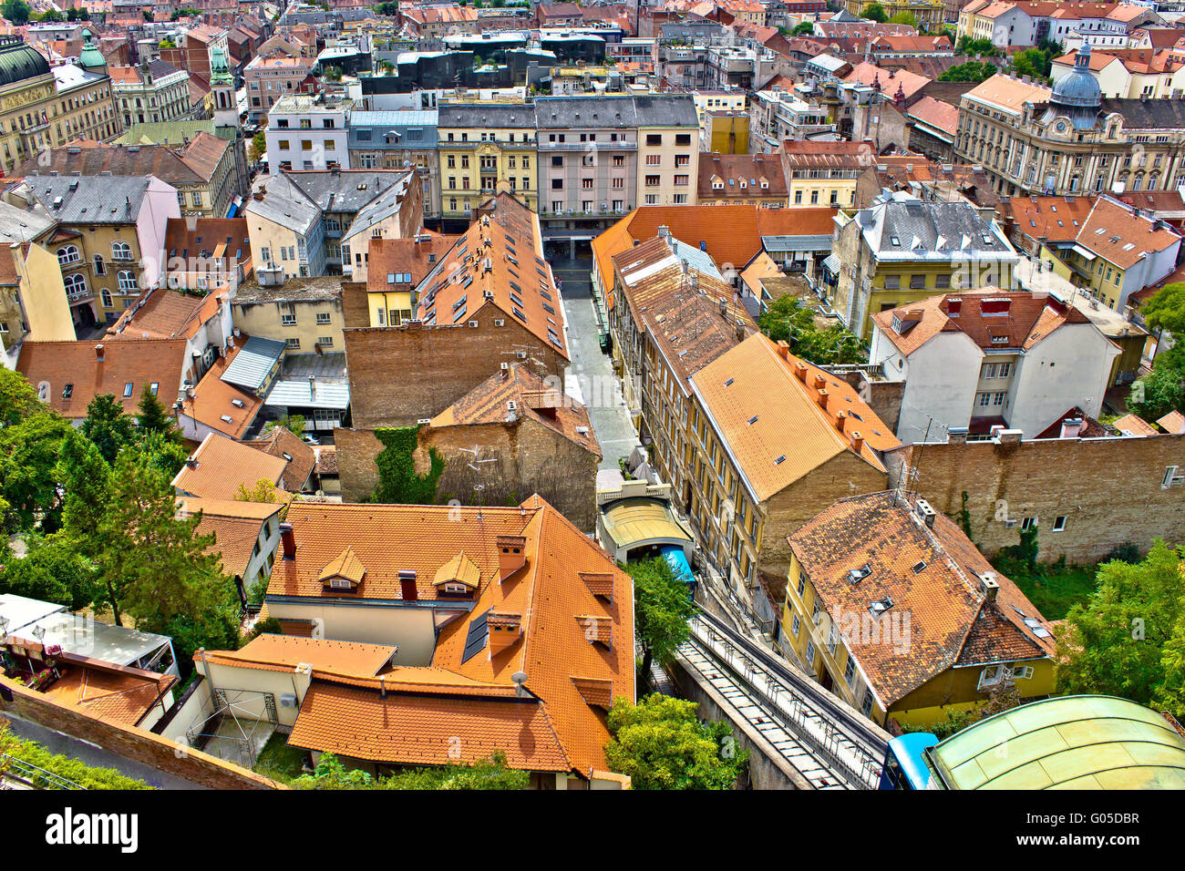 Zagreb - historic lower town architecture  rooftops Stock Photo