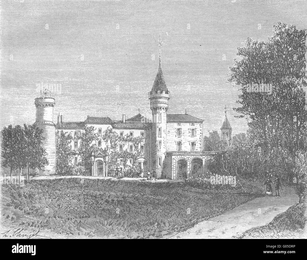 SAONE ET LOIRE: Saone-: Chateau Lamartine, St-Point, antique print 1883 Stock Photo