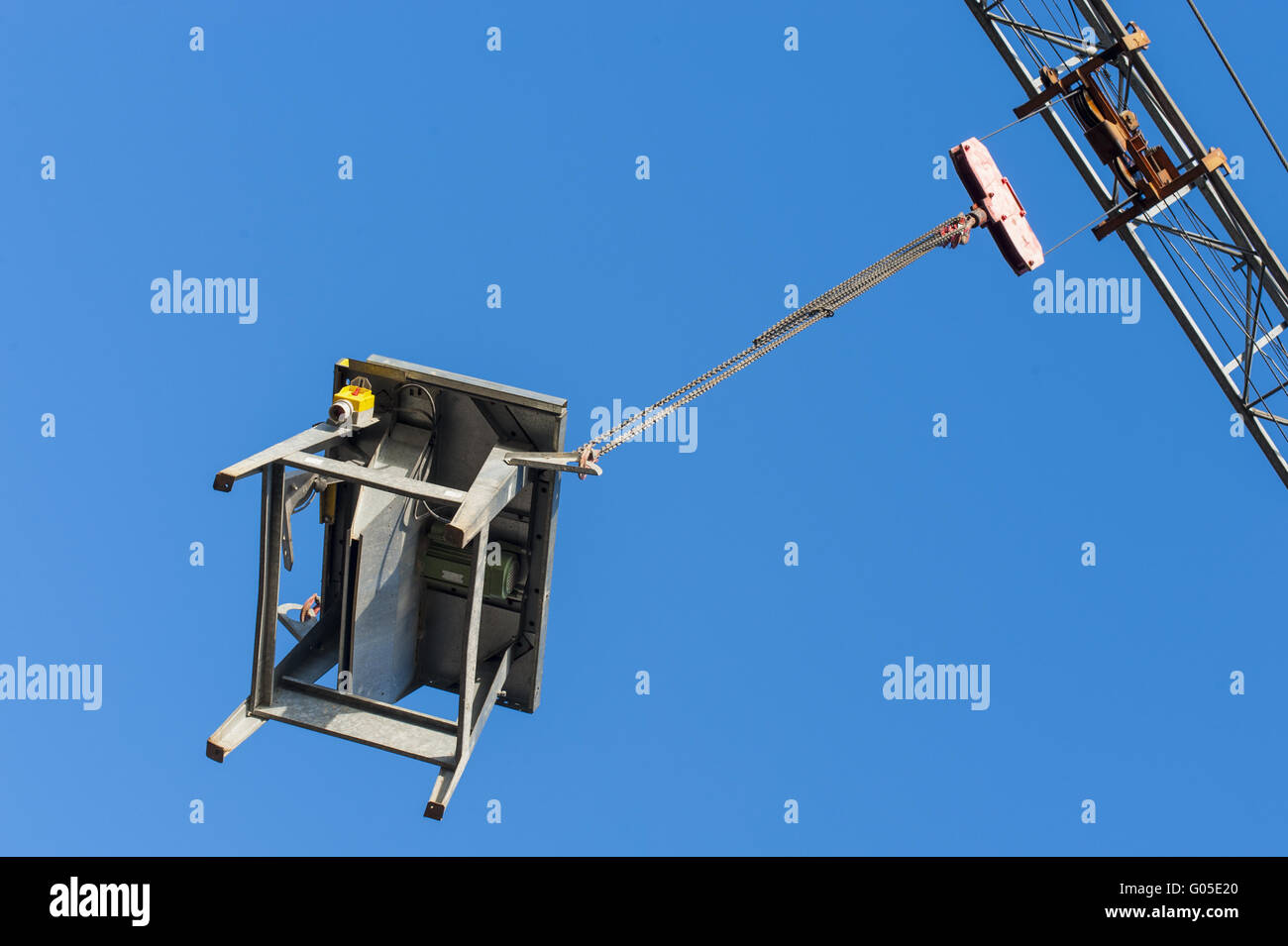 from a crane suspended work table from the frog pe Stock Photo