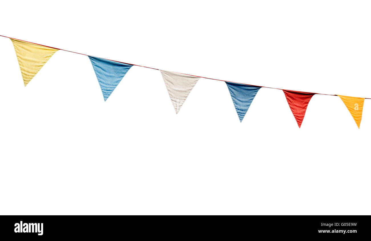 colorful festive bunting flags (isolated on white background Stock ...