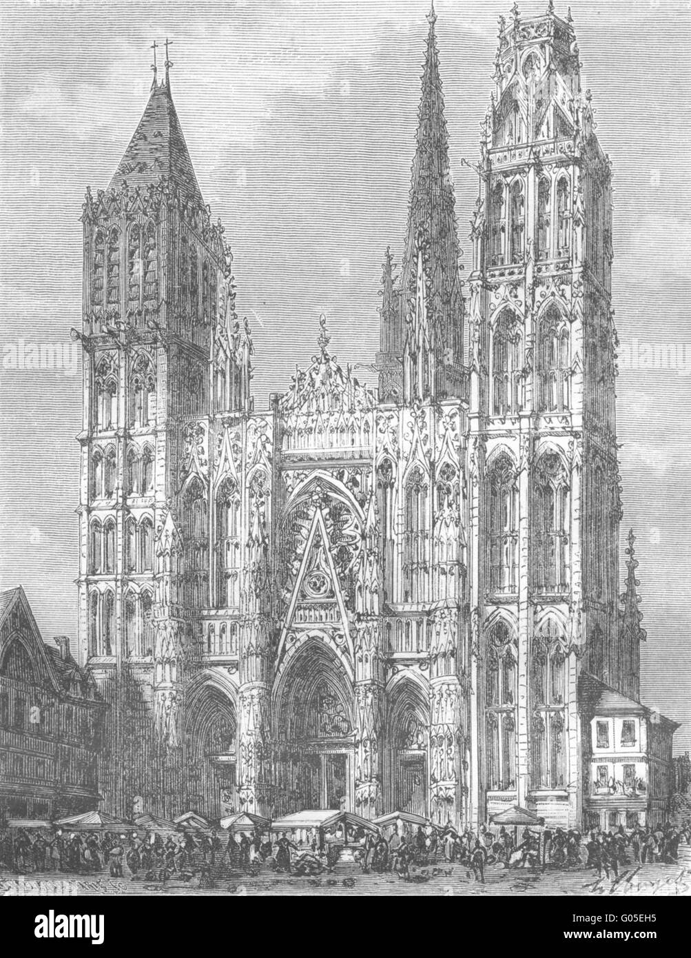 SEINE-MARITIME: Inferieure: Cathedrale de Rouen, antique print 1883 ...