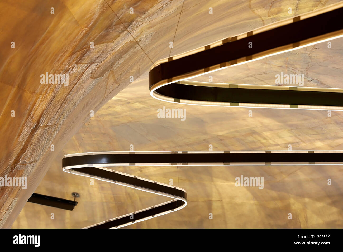Curved Ceiling And Suspended Lighting Serpentine Summer Pavilion