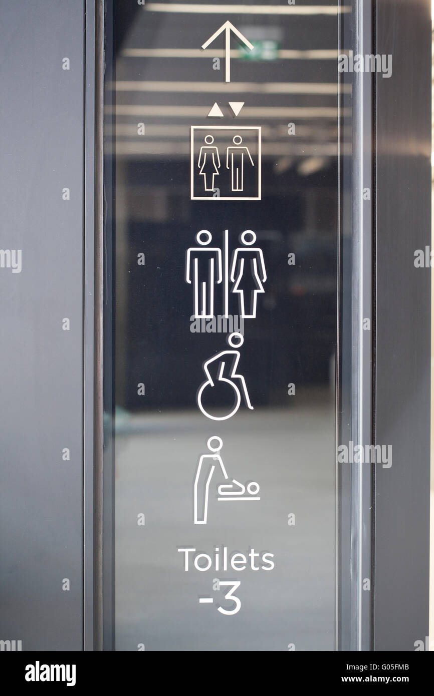 Wayfinding direction sign - Toilets, Lifts, Baby Changing & Accessible ...
