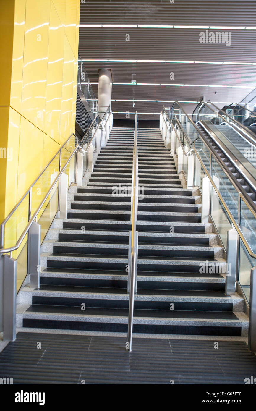 Stairs at Canary Wharf Crossrail Station Stock Photo