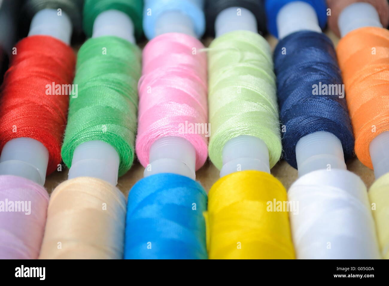 Multi-coloured threads for embroidery Stock Photo