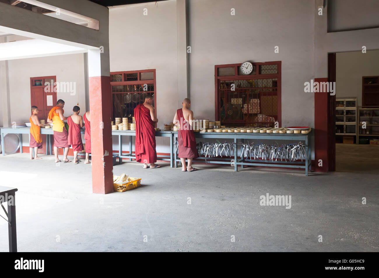 Young monks are trained at WAT JONG KHAM dates back to at least the 13th century - KENGTUNG also known as KYAINGTONG, MYANMAR Stock Photo
