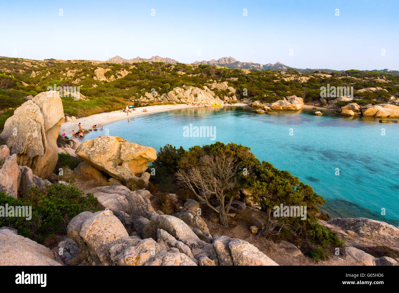 Caprera, cala serena, romantic, beach, isle, archipelago, la maddalena, island, national, marine, park, sardinia, italy, sea Stock Photo