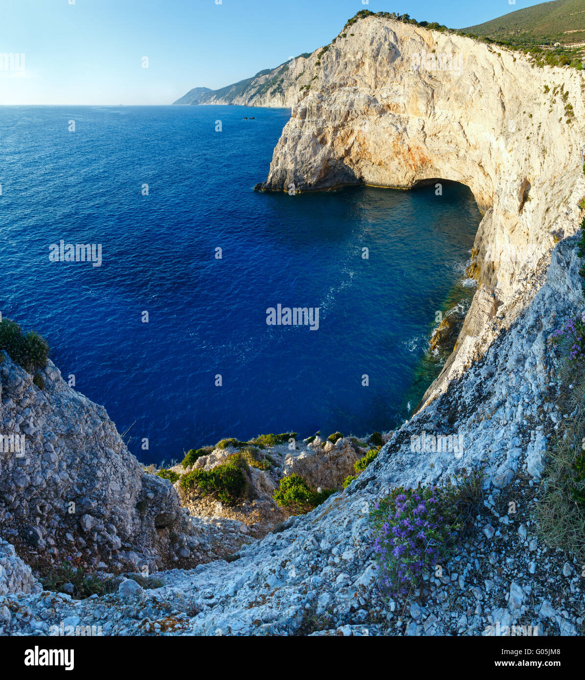 Summer Ionian Sea rocky coastline (Lefkada, Greece) Stock Photo
