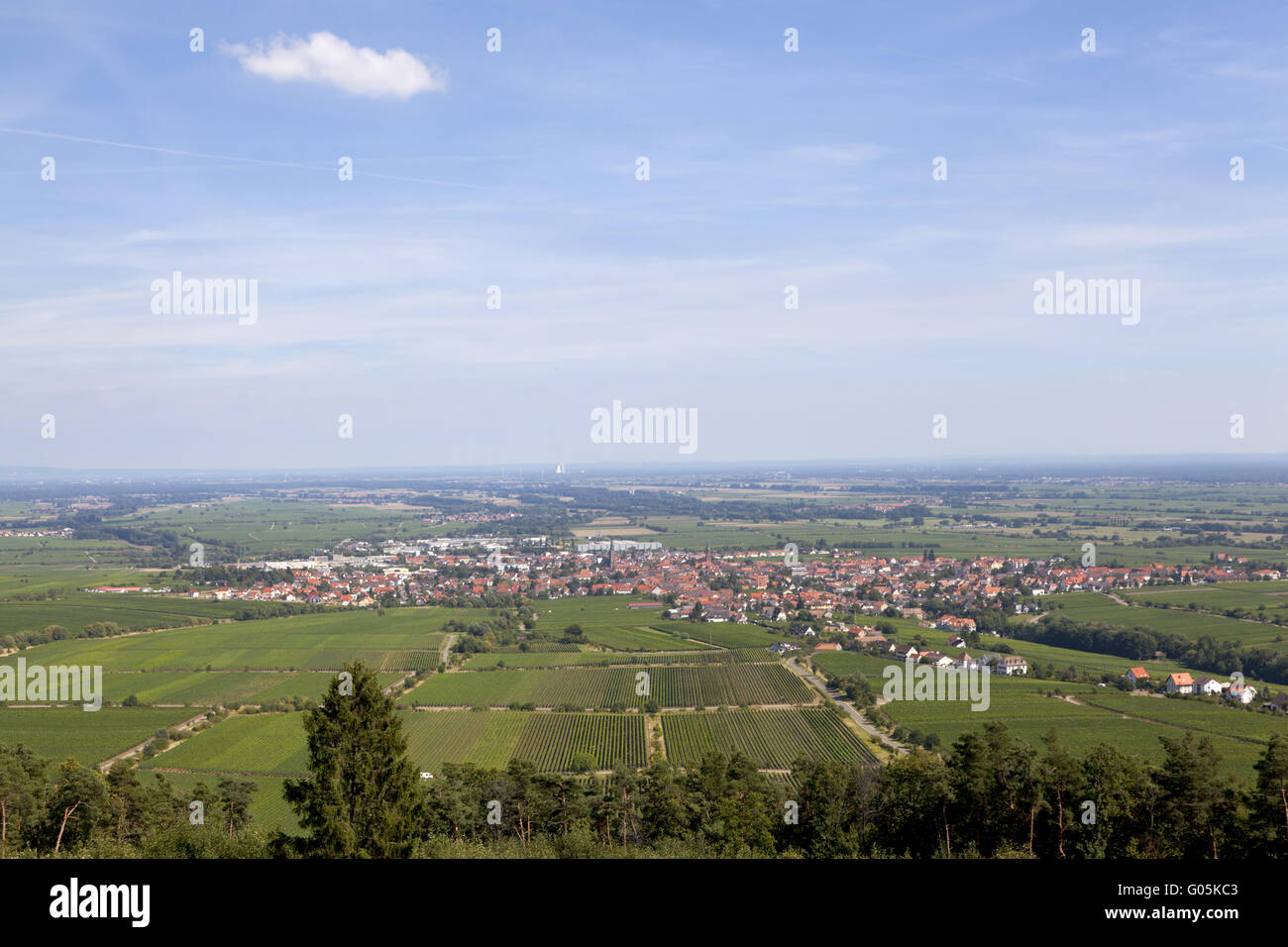 View over the Rhine valley from the mountain Werde Stock Photo