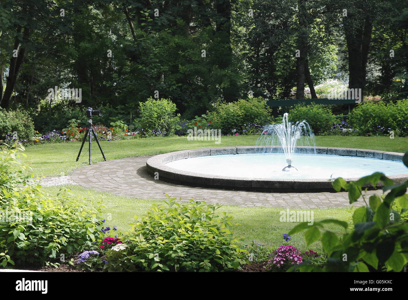 Fountain the Akureyri Botanical Gardens. Eyjafjörður Stock Photo