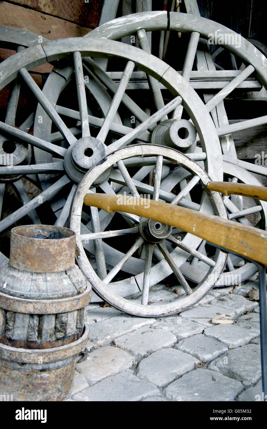 cartwheels, historic factory Stock Photo