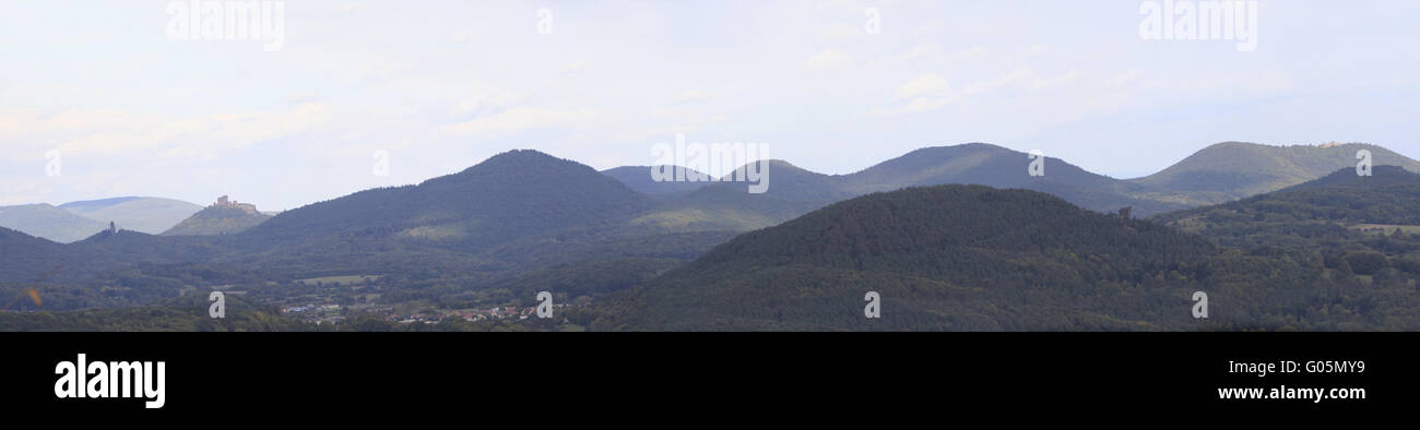 View from Lindelbrunn over the Palatinate Forest Stock Photo