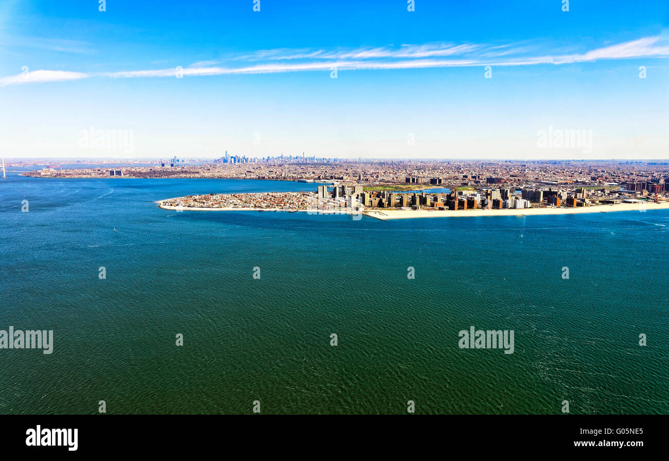 Aerial view from helicopter on Long Island in New York, USA. It is the