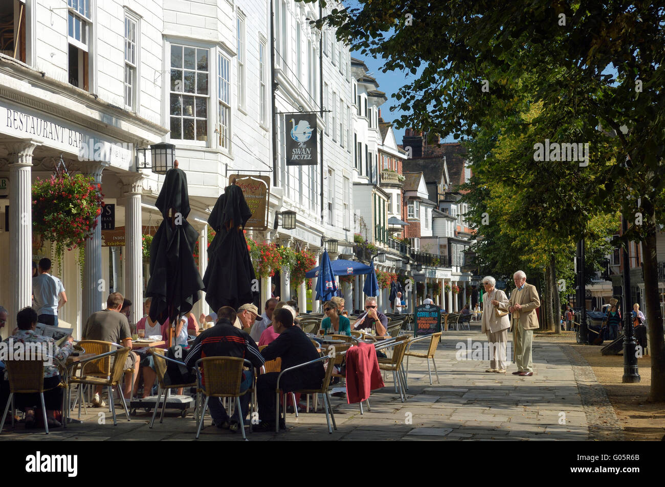 Cafes and restaurants along The Pantiles. Royal Tunbridge Wells. Kent ...