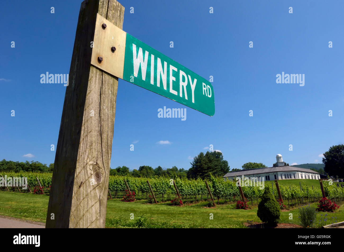 Winery Road. Barboursville Vineyards. Virginia. USA Stock Photo