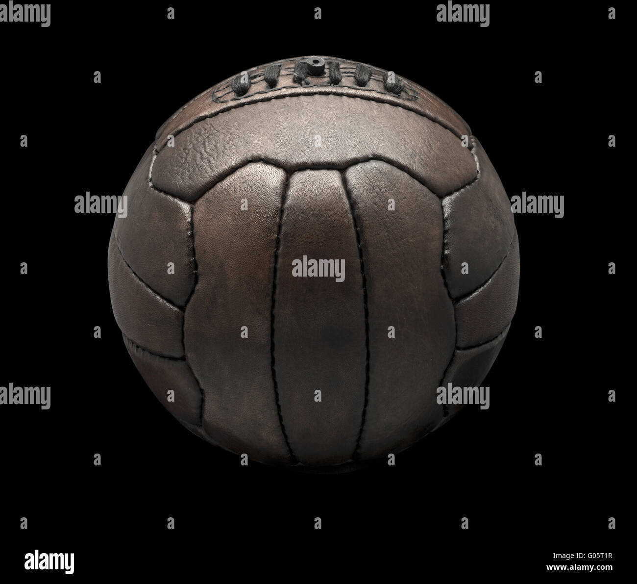 Vintage leather soccer football isolated Stock Photo Alamy