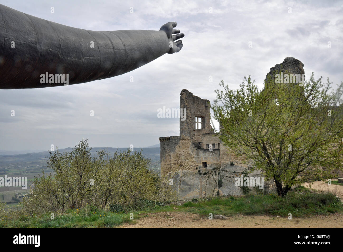 The remains of Marquis de Sade's chateau, La Coste, Provence, France. Stock Photo
