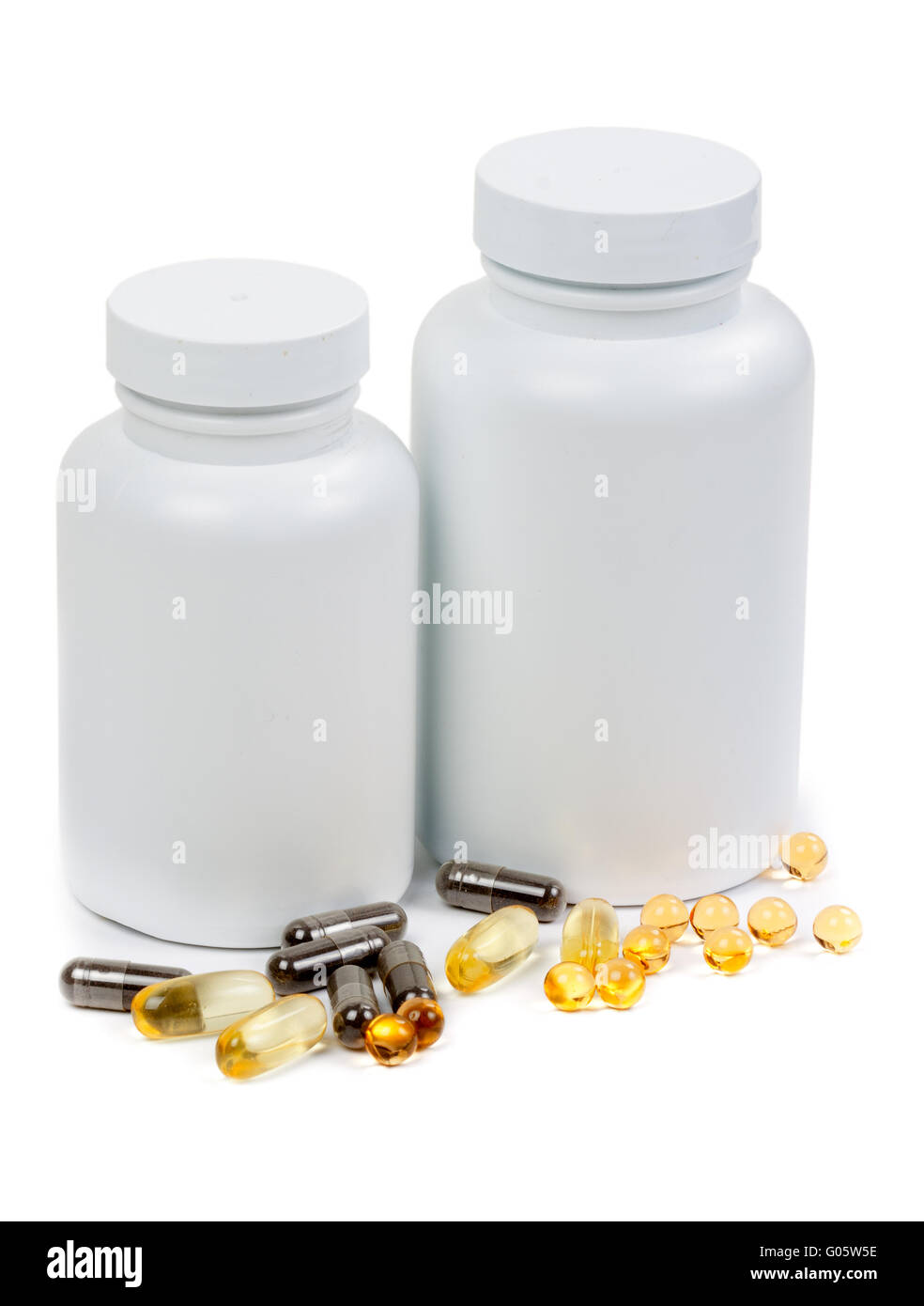 preparation in pill and capsule isolated on white background Stock