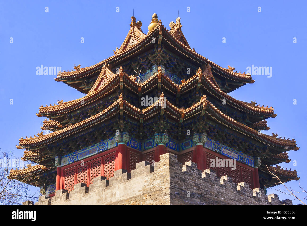Corner Pagoda Wall Forbidden City Beijing China Stock Photo Alamy