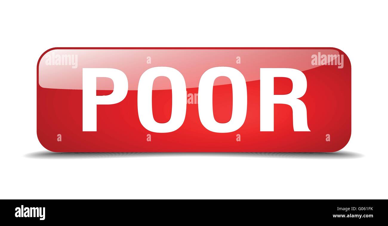 poor red square 3d realistic isolated web button Stock Vector Image ...