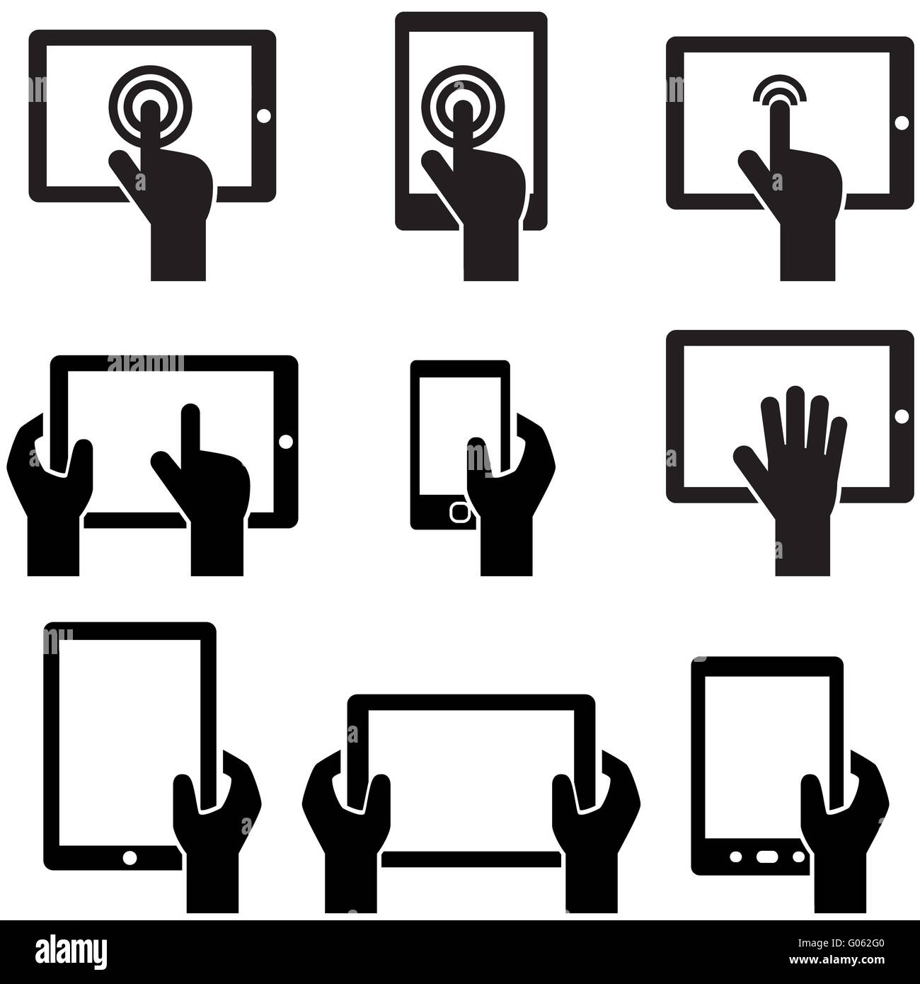 Icon set tablets and gadgets with touch screen Stock Photo