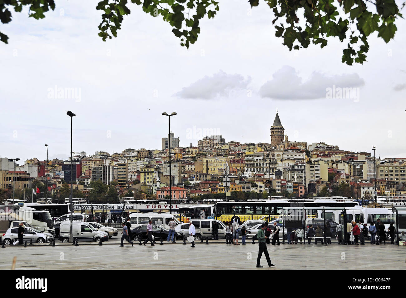 View of the Galata Tower and the new city of Istan Stock Photo