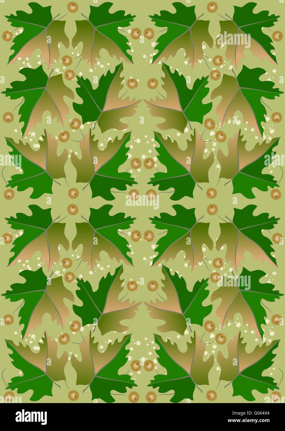 Seamless background from green leaves and fruits Stock Photo - Alamy