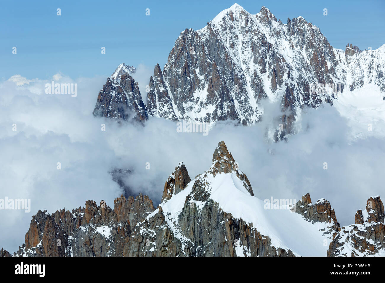Mont Blanc mountain massif (view from Aiguille du Midi Mount, France ...