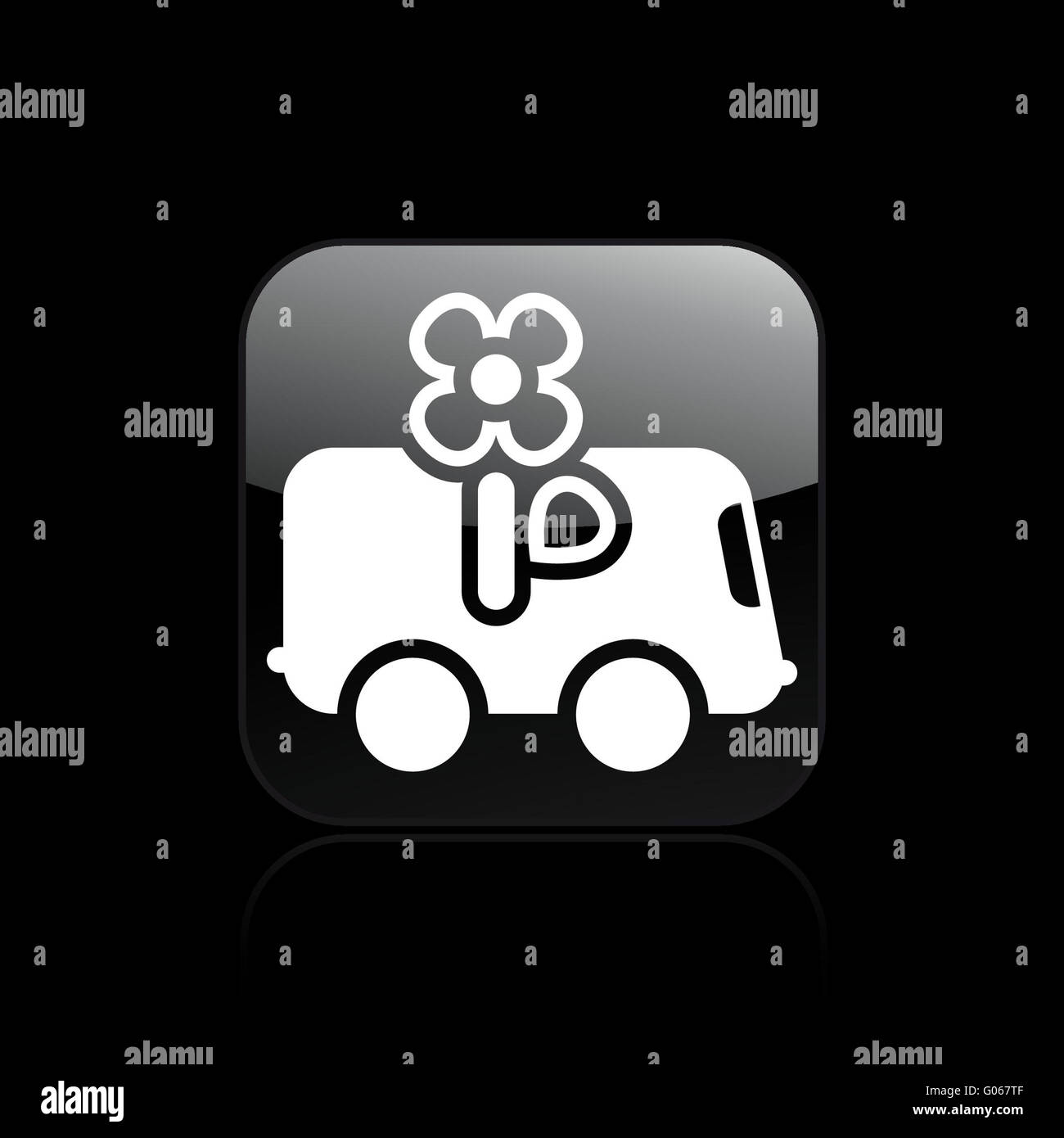 Vector illustration of single flower delivery icon Stock Photo