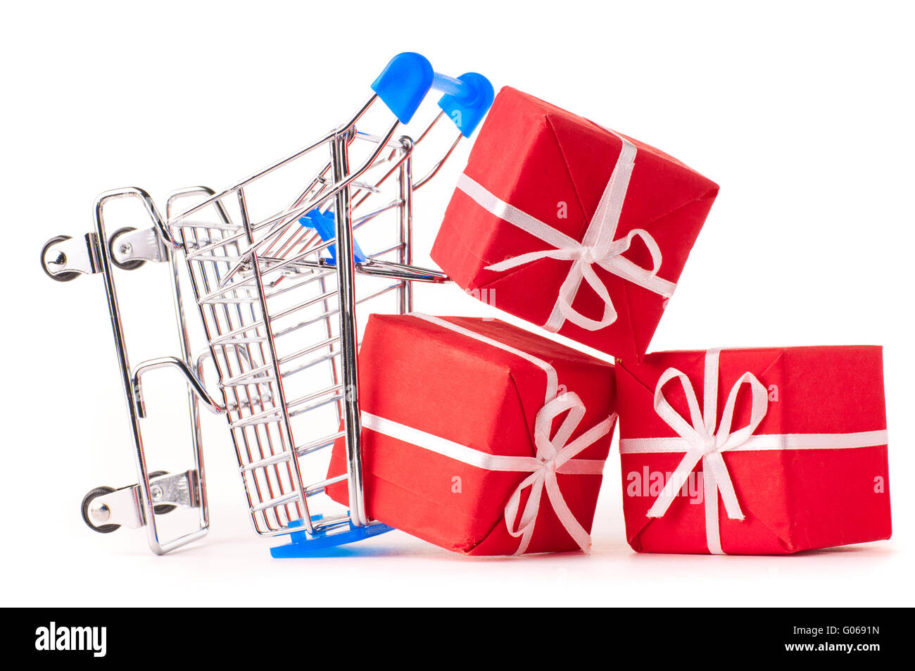 shopping cart with gifts Stock Photo Alamy