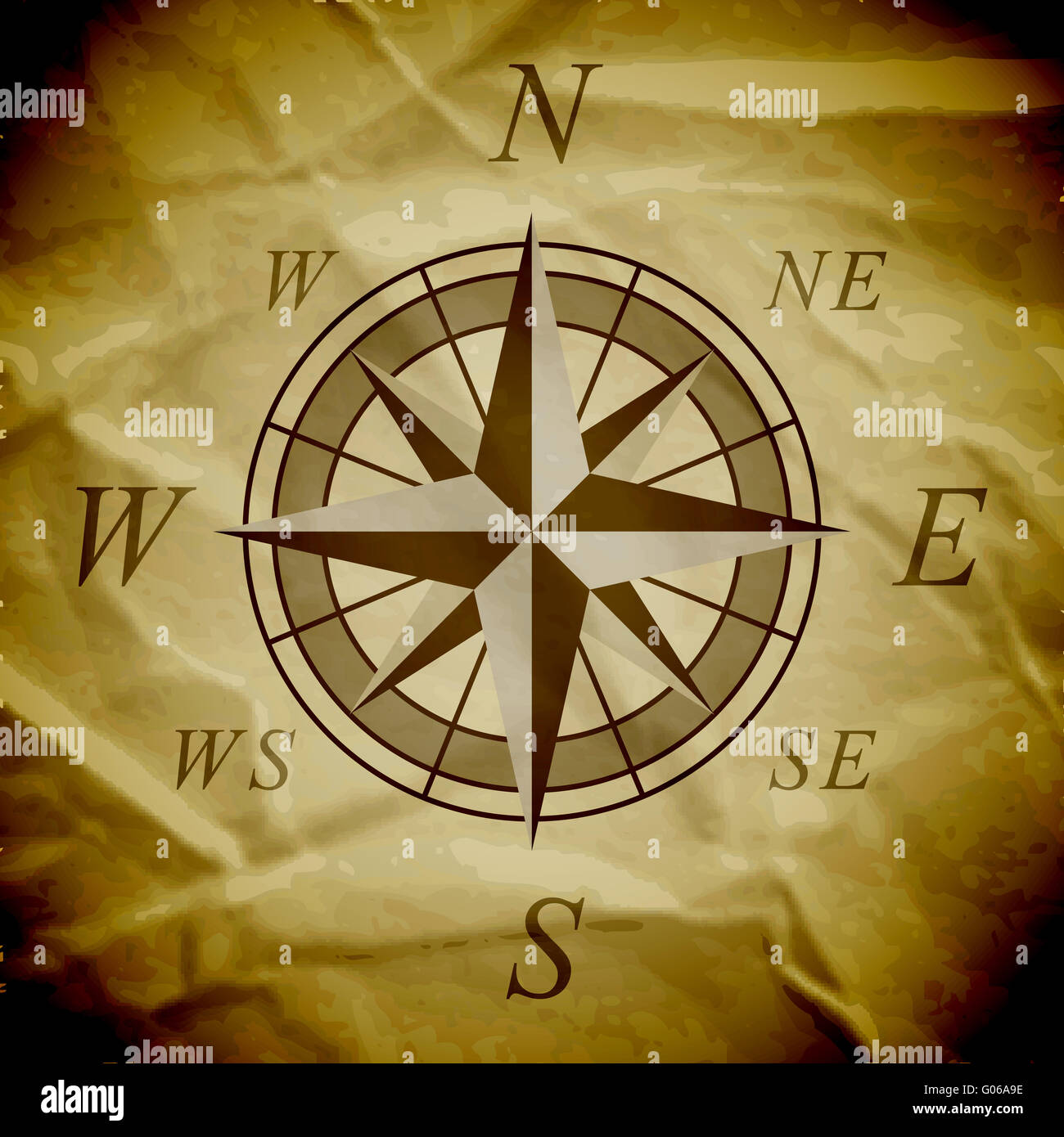 Wind rose on an old paper. Vector illustration Stock Photo - Alamy