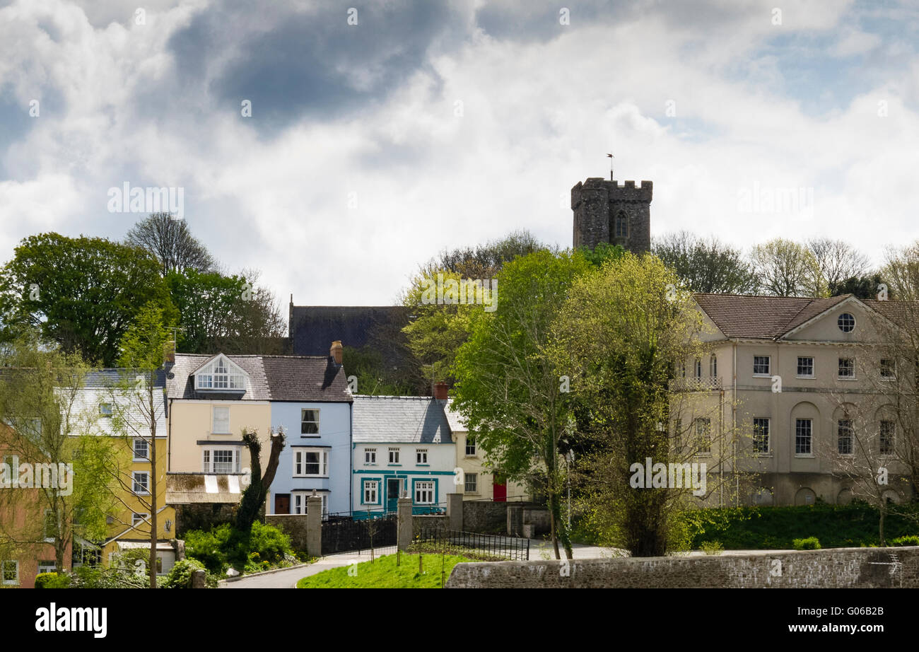 The ancient town of Haverfordwest has some delightful, quaint areas; a legacy of its status as the county town of Pembrokeshire Stock Photo