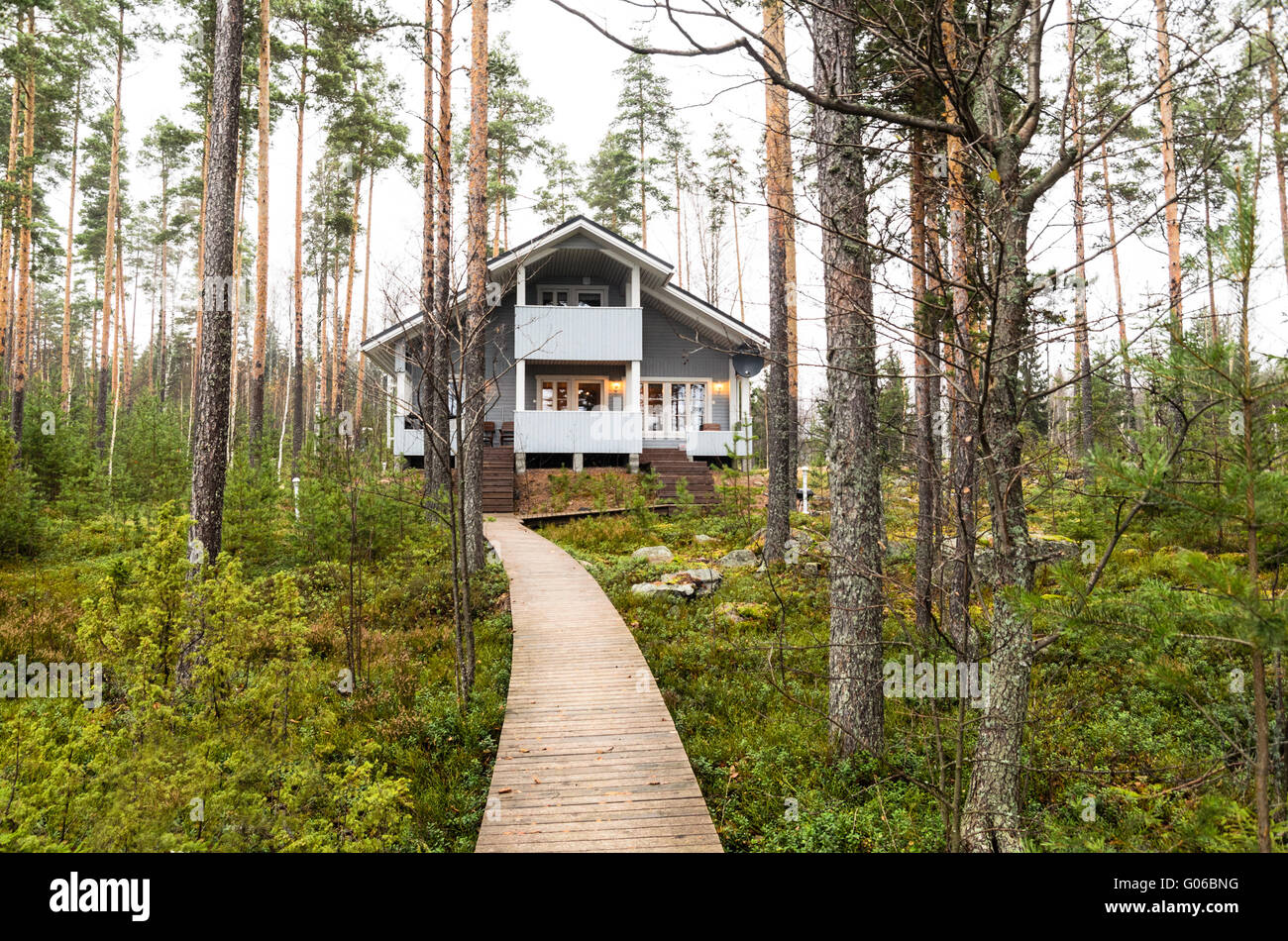 house in autumn forest Stock Photo - Alamy