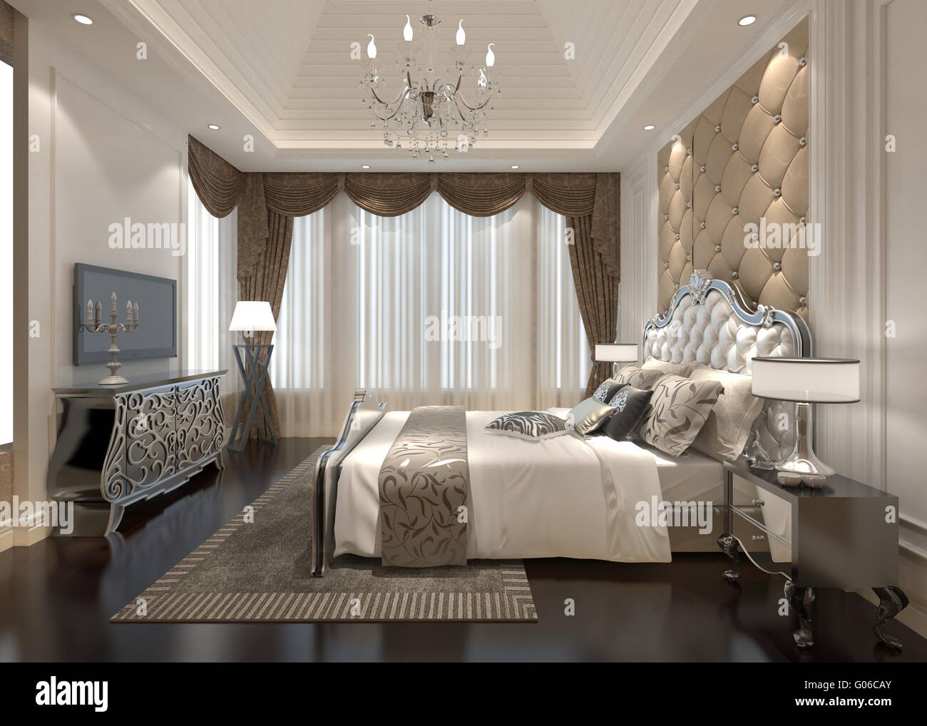 Picture of Bedroom Interior 3D Illustration Stock Photo - Alamy