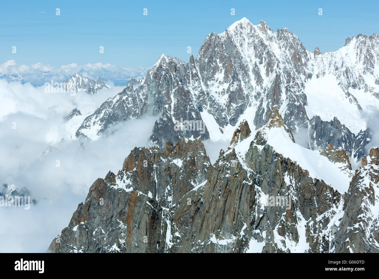 Mont Blanc mountain massif (view from Aiguille du Midi Mount, France ...