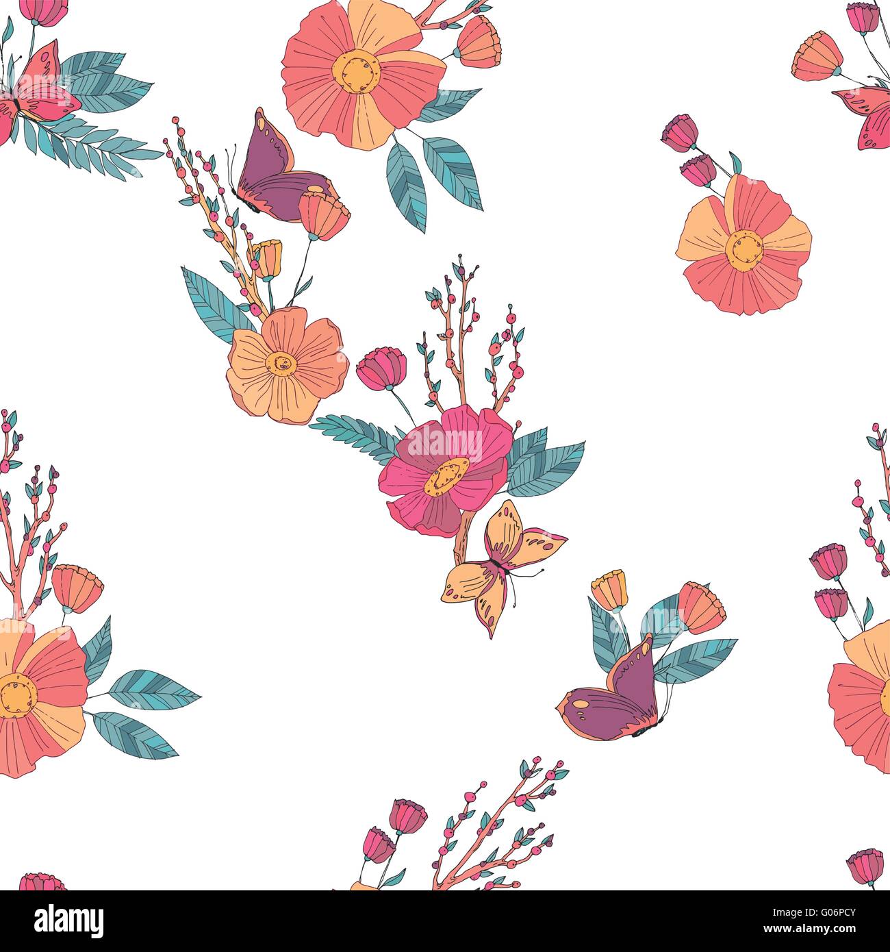 Floral Seamless Vintage Wildflowers Pattern Stock Vector Image & Art ...