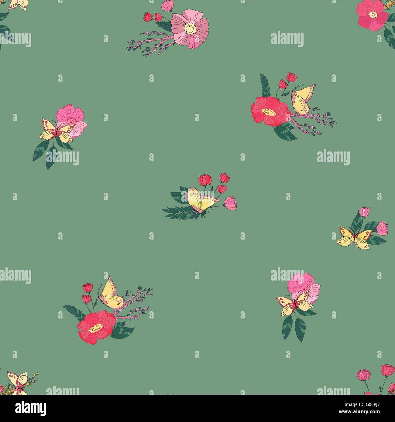 Floral Seamless Vintage Wildflowers Pattern Stock Vector Image & Art ...
