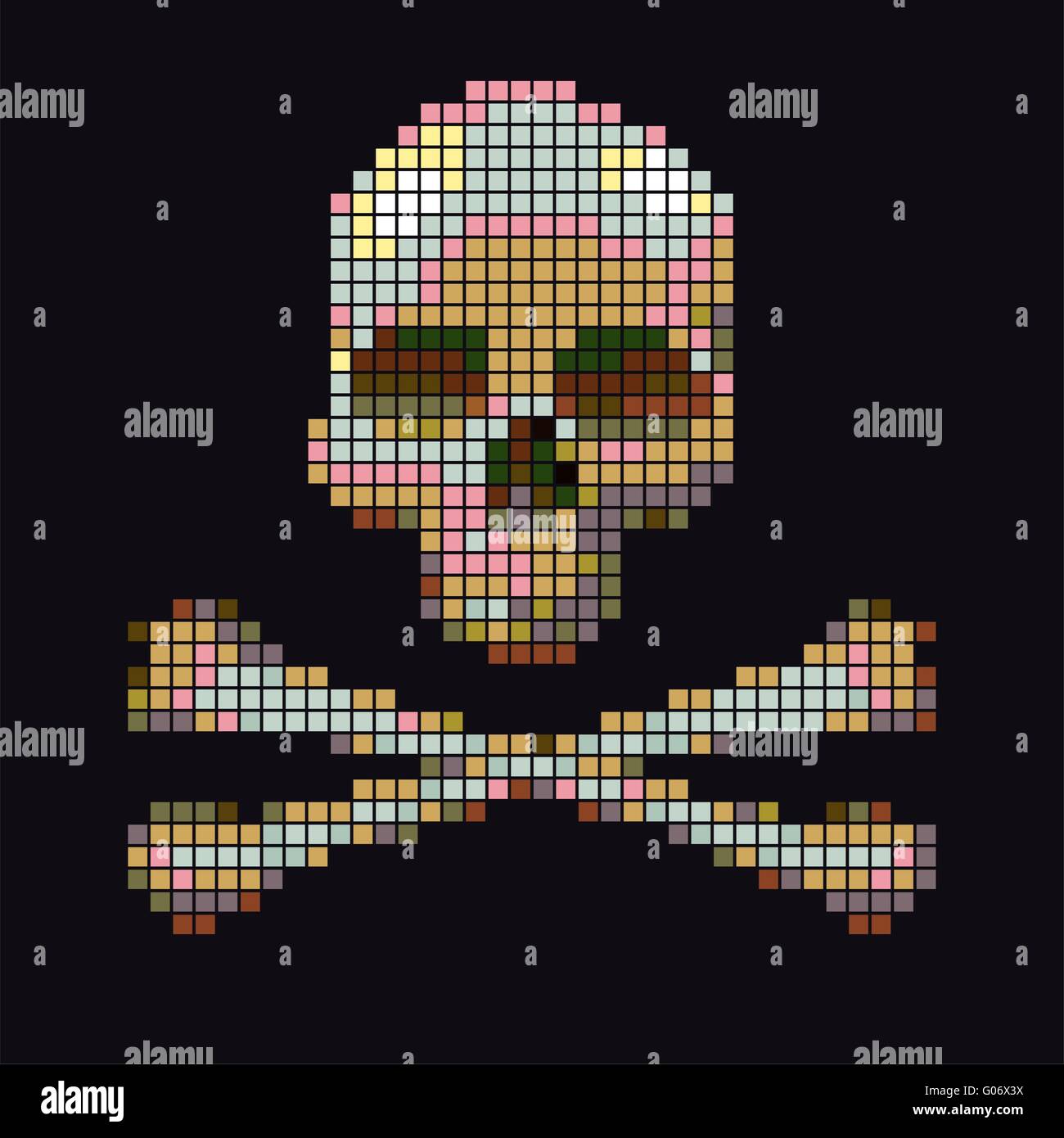Skull and crossbones collected from pixels Stock Vector Image & Art - Alamy