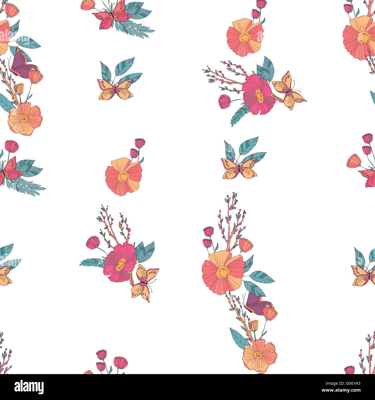 Floral Seamless Vintage Wildflowers Pattern Stock Vector Image & Art ...