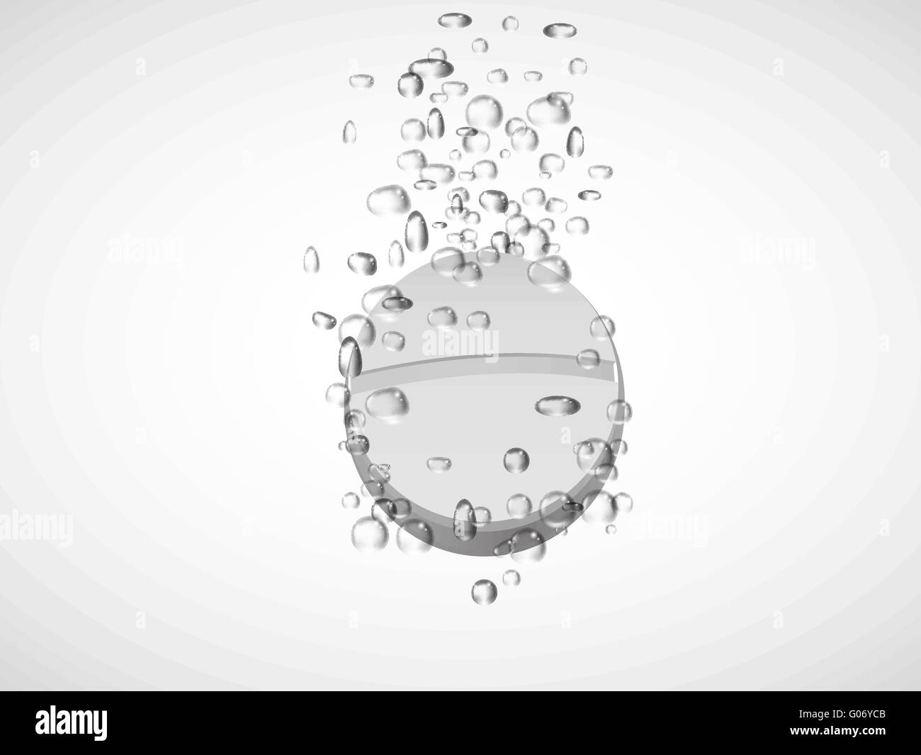 Effervescent tablet in water with bubbles.vector Stock Vector