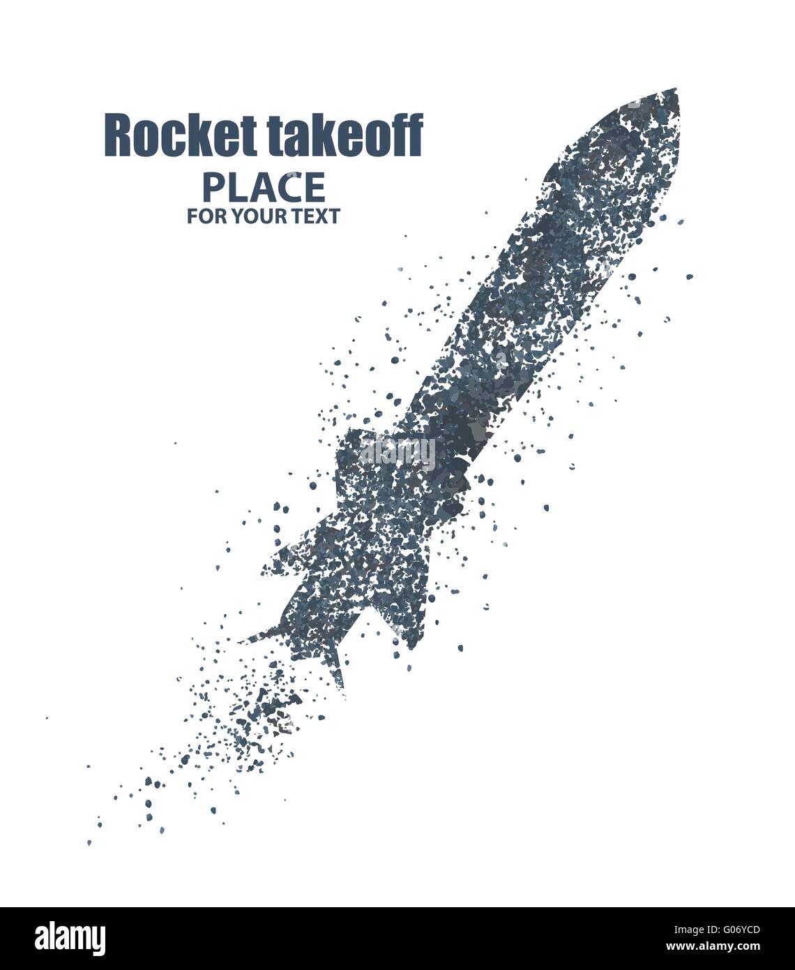 rocket icon. Startup concept, particle divergent composition, vector ...