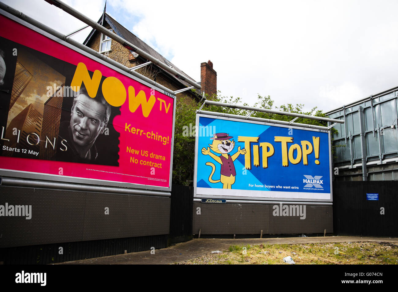 North London, 29 April 2016 Halifax advert outside Manor House