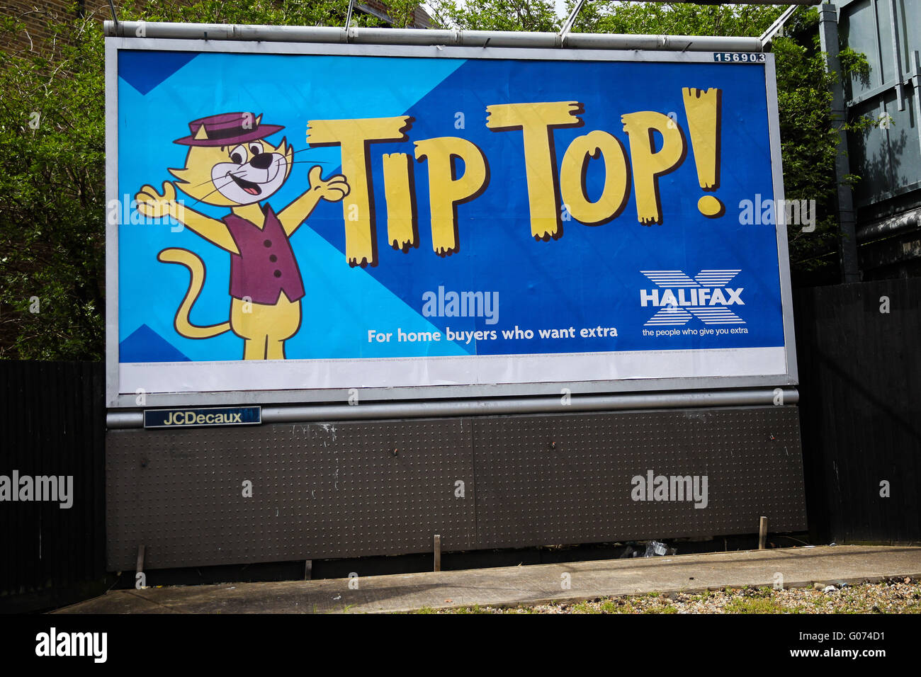 North London, 29 April 2016 Halifax advert outside Manor House